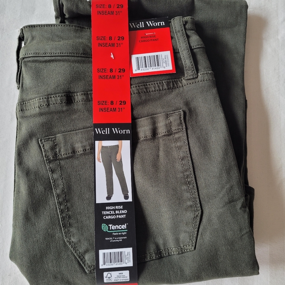Well Worn Olive Tencel Cargo Pantsbsize  8/29